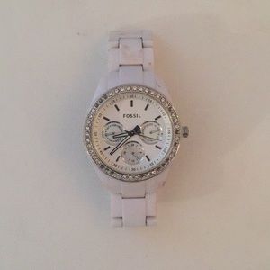 White Fossil Watch